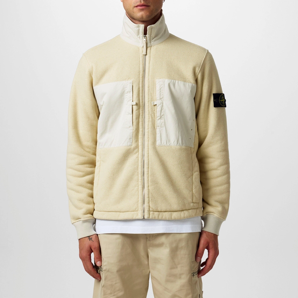 Stone Island Plated Terry Zip Through Jacket - Stucco V0097
